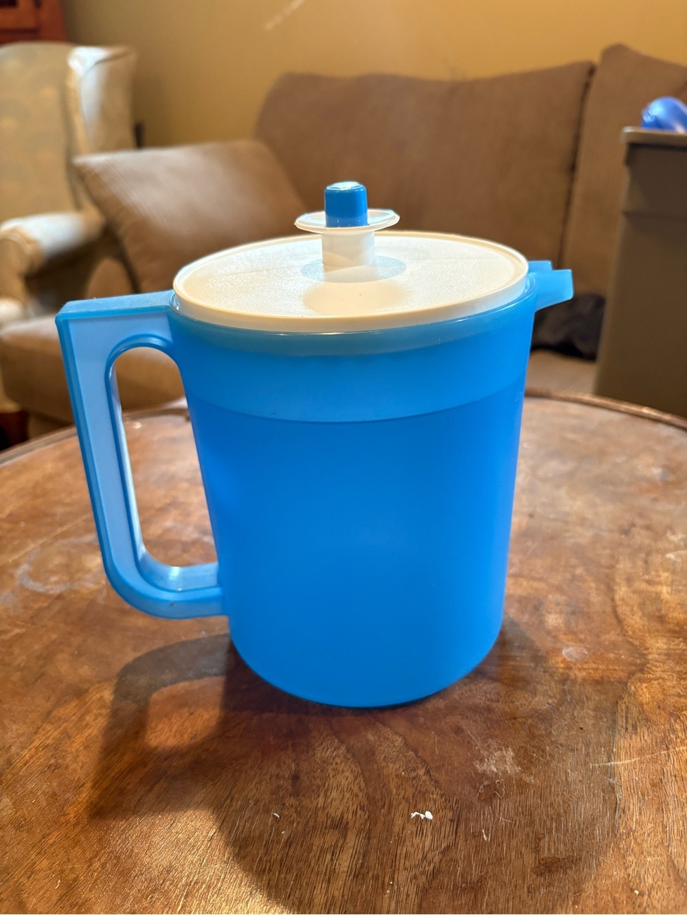 Tupperware Blue Pitcher with White Lid